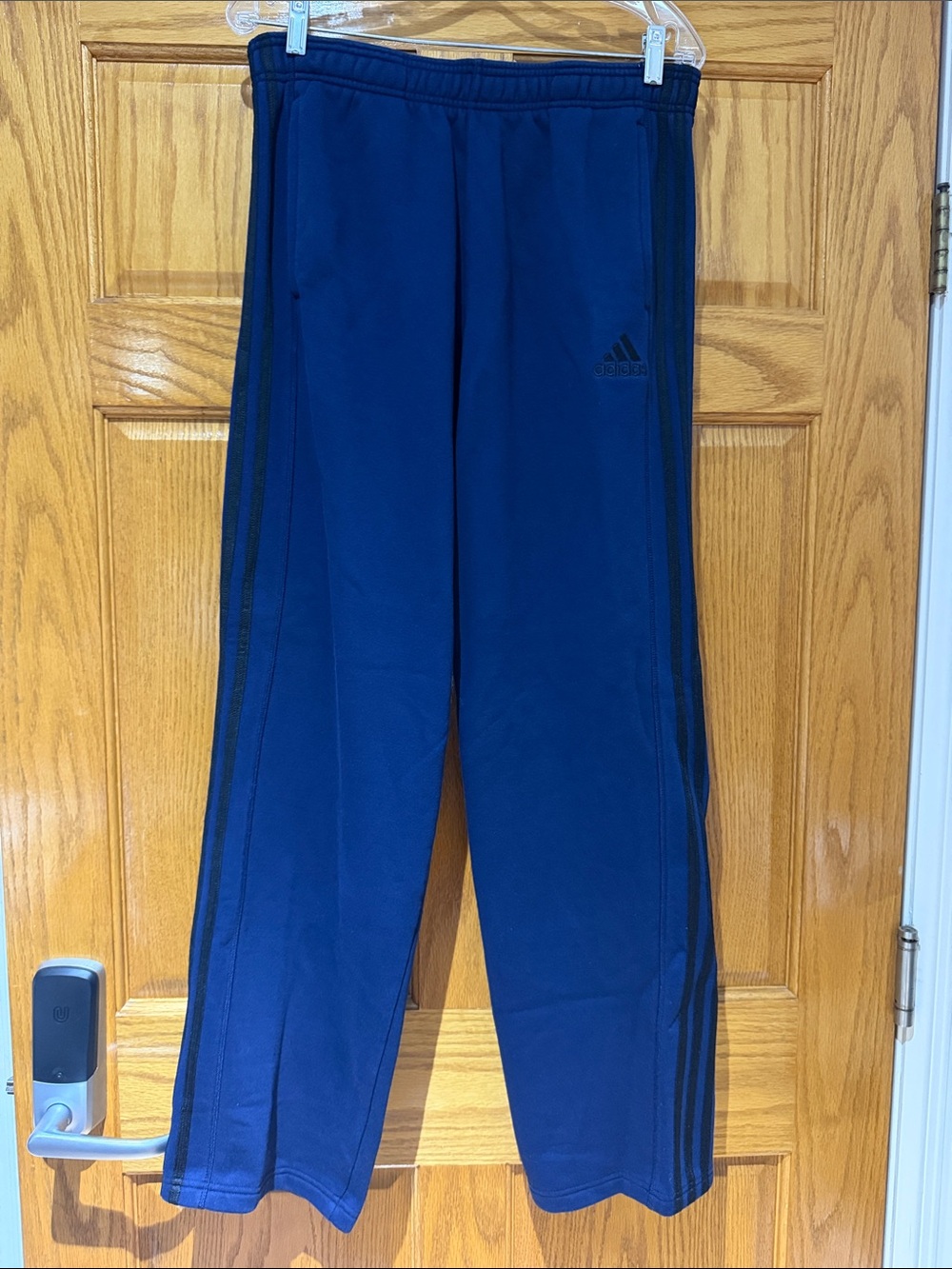 Adidas Men’s Navy Blue Jogger Pants with Side Stripes